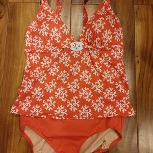 Lands End Coral Tankini Size 12